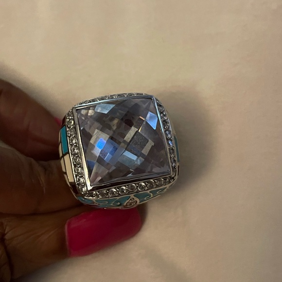 LAUREN G ADAMS STERLING SILVER 925 RING FLEUR DE LIS CZ CLEAR ENAMEL - Picture 9 of 14